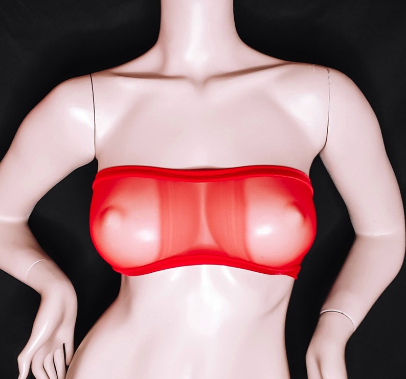 Tube Top Bikini Sheer Mesh Crop Top Rave Tops See through Top Sexy Clothes Music Festival Outfit Dance Crop Tops Gifts for Women Red