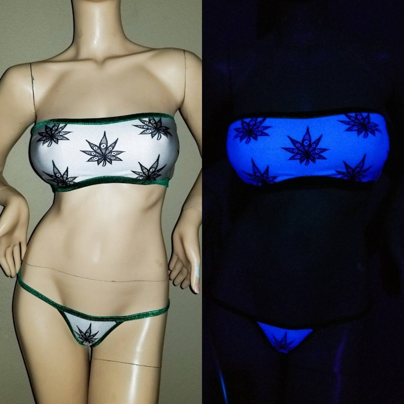 Bikini, Bandeau Bikini, Extreme Micro Bikini, Weed Lingerie, Rave Wear, Sto...