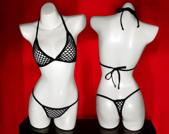 Revealing Fishnet String Bikini - Sexy See-Through Micro Mini Lingerie for Rave & Festival Outfits