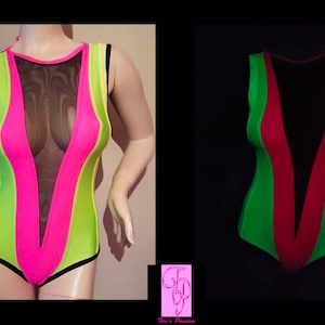 Neon UV Rave Bodysuit: EDM Festival Gogo Dancer Costume for Women - Sexy Blacklight Party Outfit