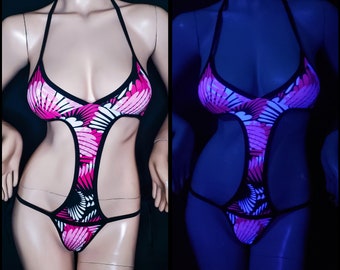 Sexy Bodysuit Monokini Thong Swimsuit Sexy Lingerie Exotic dance wear Blacklight Party Hot Lingerie Costume Sexy Gift for Lady