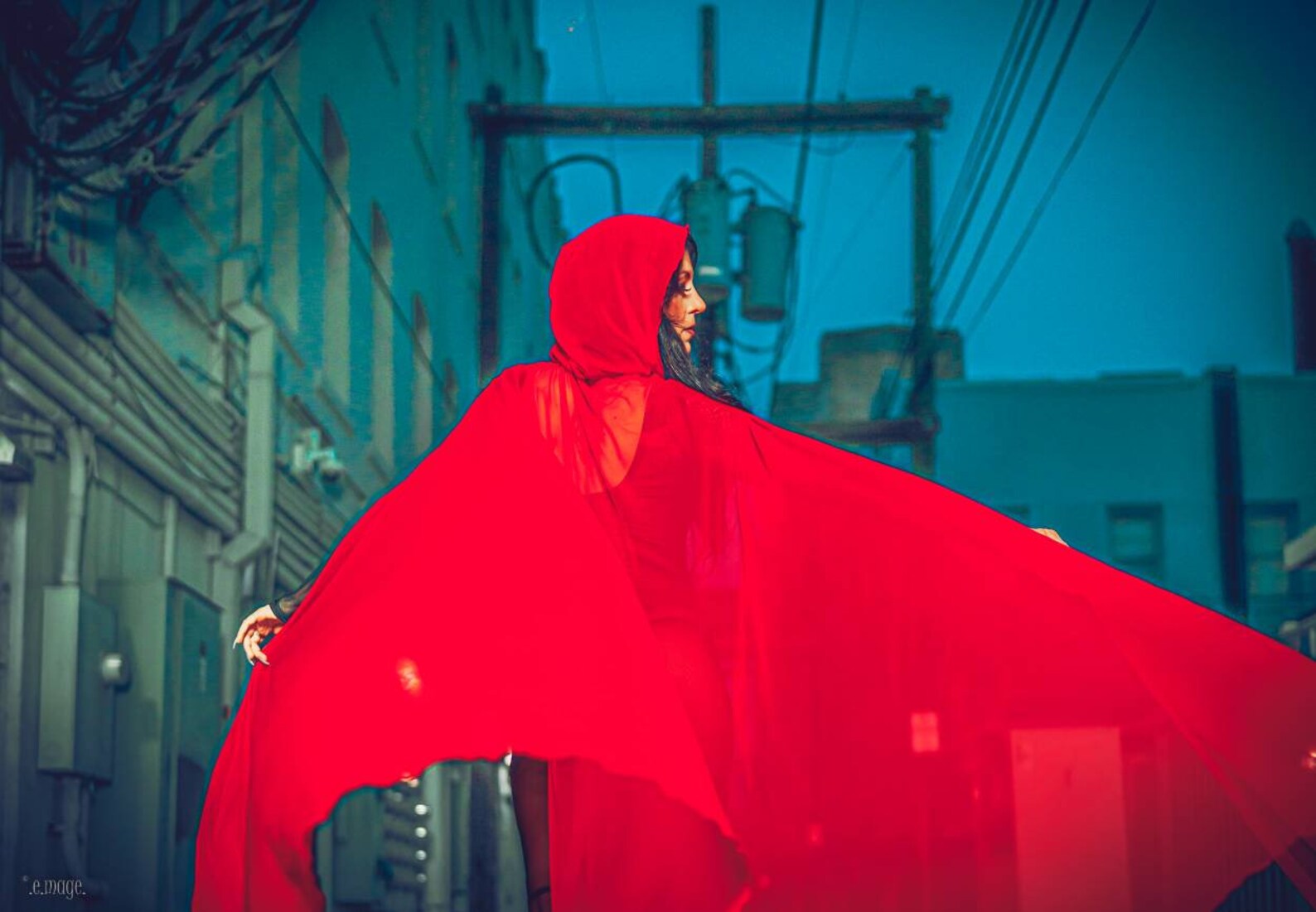 See Through Cape Red Hooded Cloak Cloak Veil Halloween Etsy