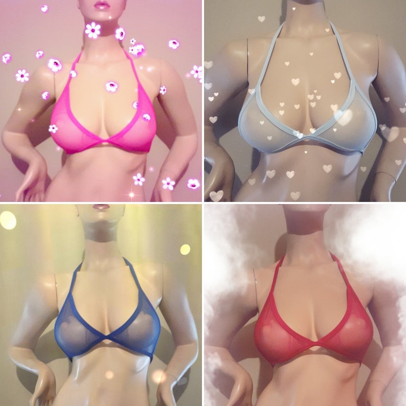 Sheer Bralette, Exotic Dancewear, Sheer Bra, Sheer Mesh Bra, Lingerie See Through Top Sexy Clothes Sheer Mesh Top Rave Tops royal blue