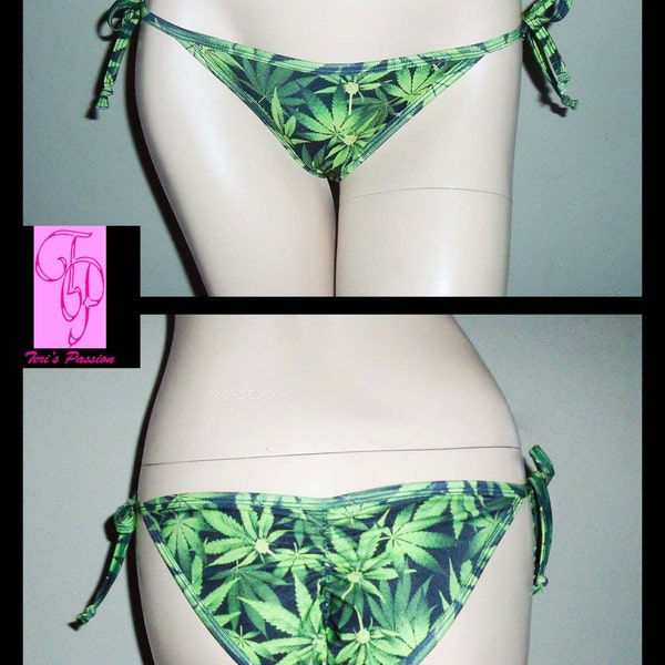 Sexy Bikini Bottoms, Stoner Girl, Rave Bottoms, Cannabis Print, Cheeky Bikini, Stoner Gifts, Sexy Clothes, Weed Swimsuit, Marijuana Clothing