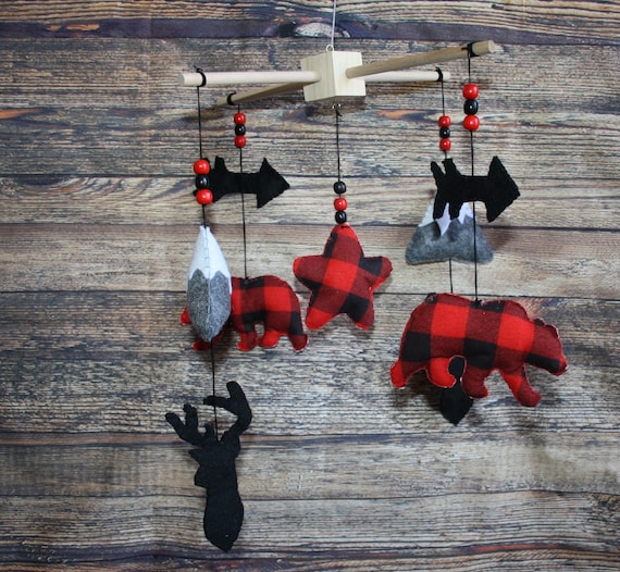 buffalo plaid baby mobile