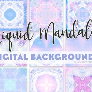 Liquid Mandala Digital Backgrounds: Creative Collage Papers (PNG Files)