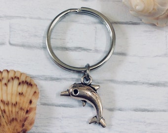 DOLPHIN KEYCHAIN, Beach Charm Key Ring, Beach Keychain, Nautical Key Chain, Beach Lover Gift, Dolphin Gift, Sea Creature Keychain, Sea Life