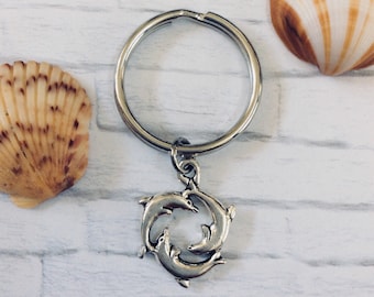 DOLPHIN KEYCHAIN, Beach Charm Key Ring, Beach Keychain, Nautical Key Chain, Beach Lover Gift, Dolphin Gift, Sea Creature Keychain, Sea Life