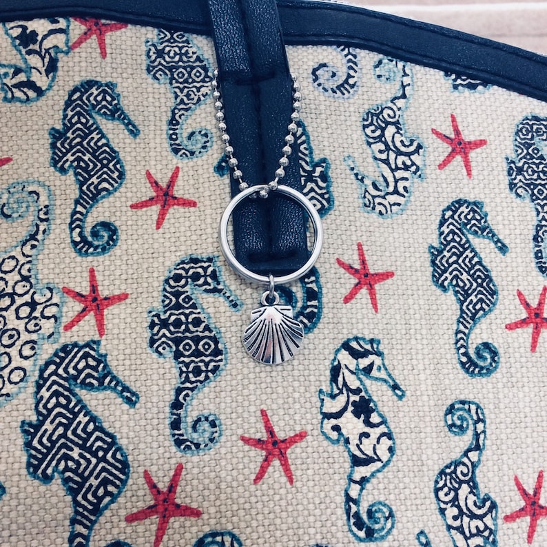 SEASHELL KEYCHAIN, Seashell Keychain, Beach Charm Key Ring, Nautical