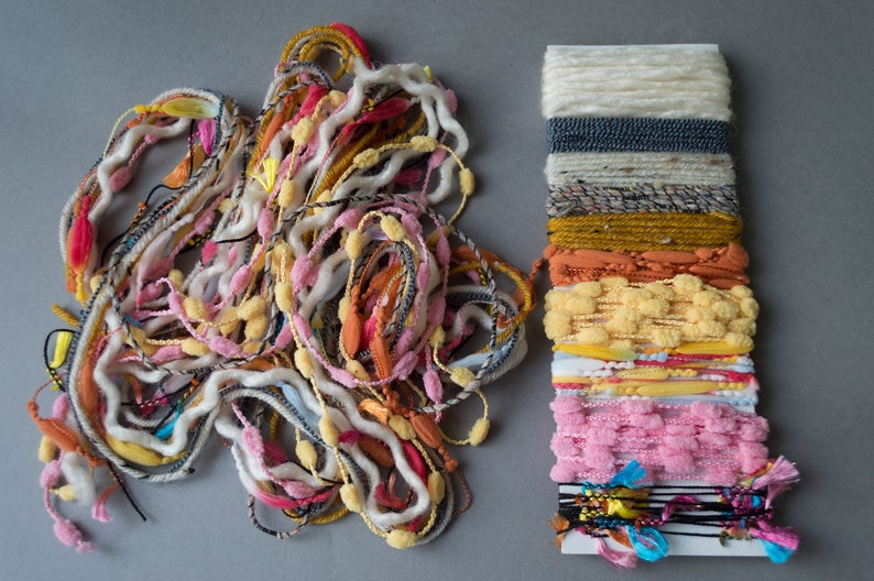 embellishment art fibers 24 or 36 yds total; set A25A25L novelty yarn and ribbon bundle 12 piece