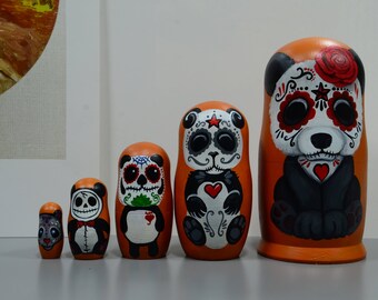 3 Pieces Panda Family Matryoshka Russian Wooden Nesting Dolls
