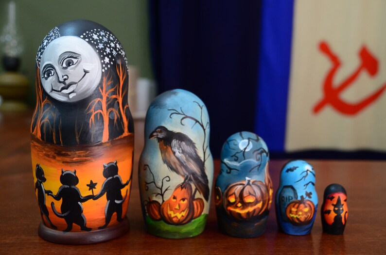 Hand Painted Russian Nesting Doll Matryoshka Halloween Made In Etsy