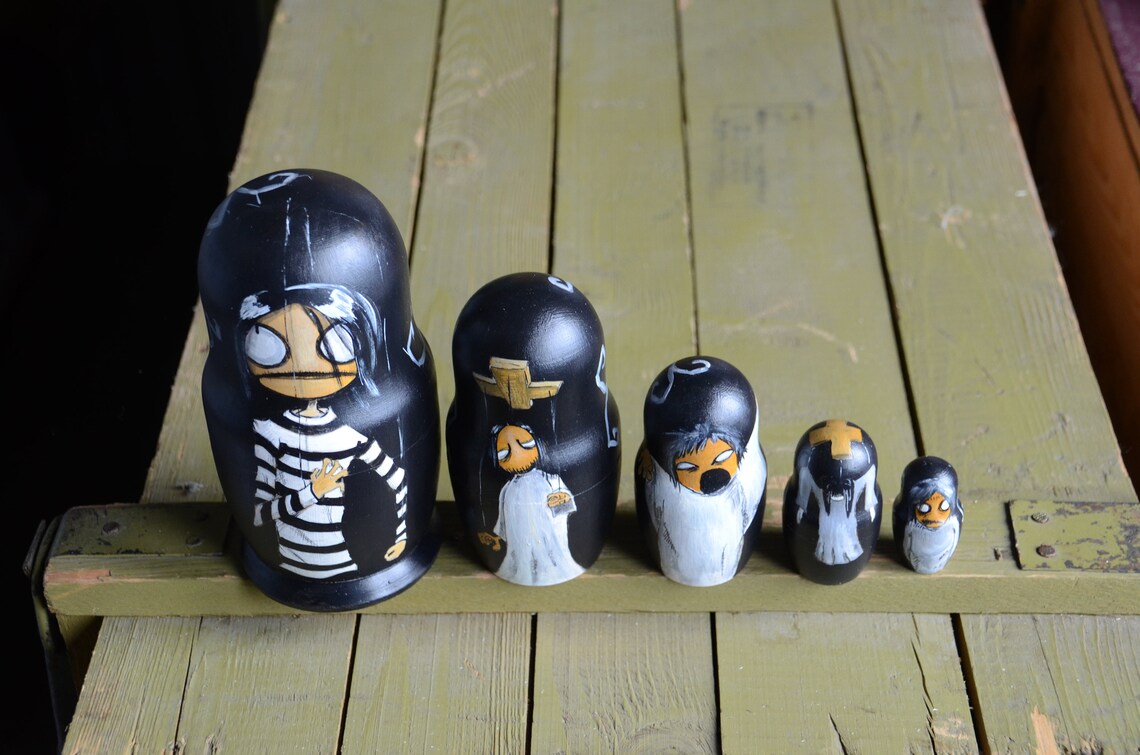 Russian Matryoshka Zombie Puppet Dolls Russian Nesting Doll 5 Etsy