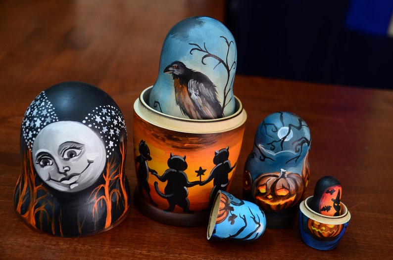 Hand Painted Russian Nesting Doll Matryoshka Halloween Made In Etsy