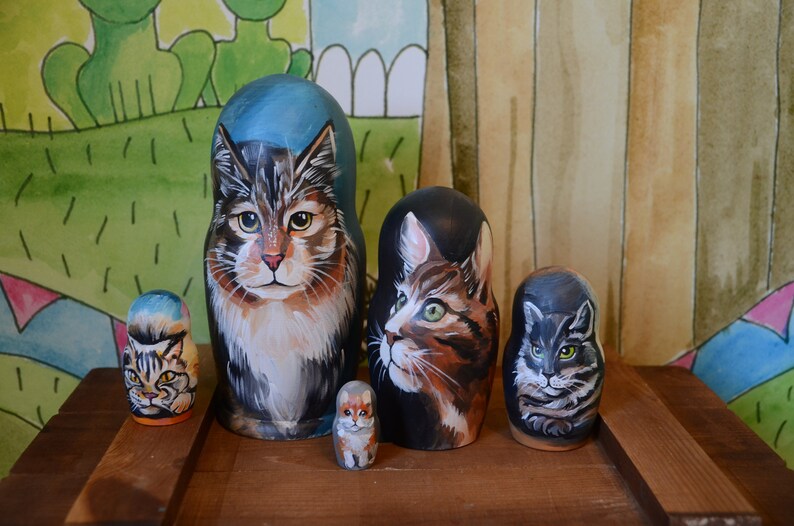 cat russian nesting dolls
