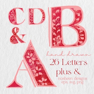 Vibrant Cherry Red Lettering - Digital Alphabet Clipart, 26 Handcrafted English Characters, DIY Scrapbook & Logo Elements, Commercial Use