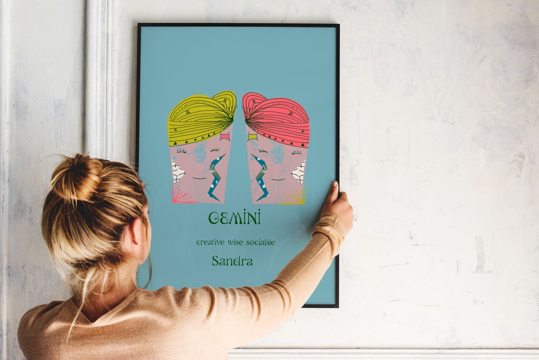 Personalised Boho Style Gemini Star Sign Astrology Art Print - Etsy