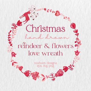Christmas Reindeer Clipart Transparent Christmas Wreath Clipart, Adorable Hand-Illustrated Wreath for DIY Christmas Craft Gifts
