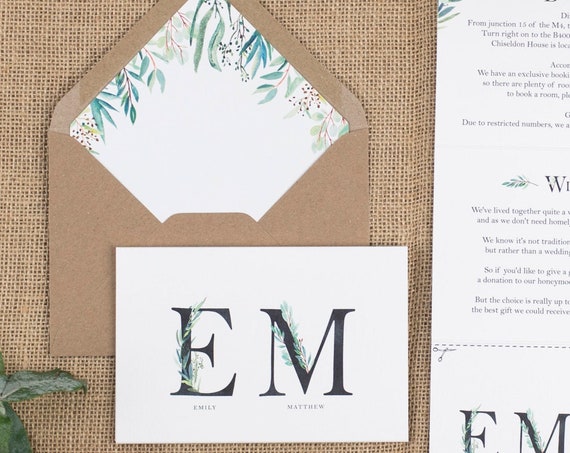 Wedding Invitation - Fern Monogram