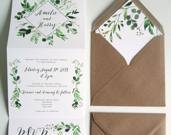Rustic Wedding Invitation - Double-Folded Natural Vineyard