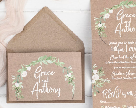 Rustic Wedding Invitation - Kraft Meadow Z-Fold