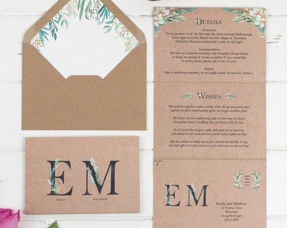 Wedding Invitation - Fern Monogram
