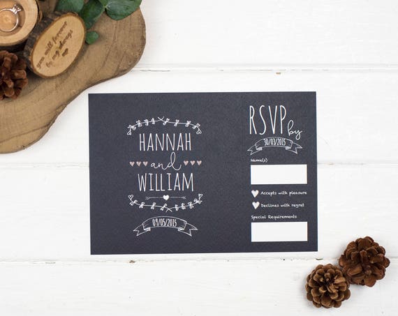 Rustic Wedding Invitation - A5 Rustic Chalkboard