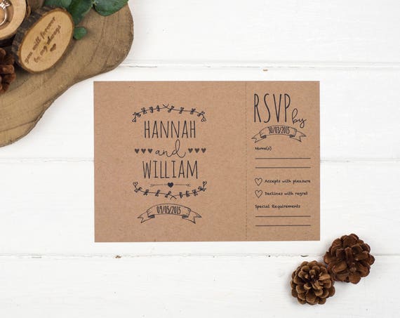 Rustic Wedding Invitation - A5 Rustic Kraft