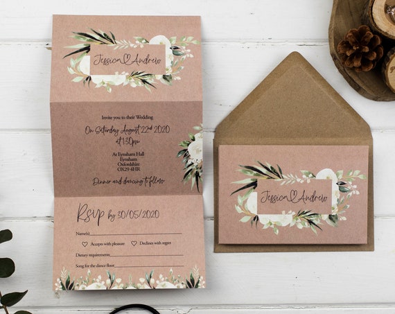 Rustic Wedding Invitation - Ivory Prairie Z-Fold
