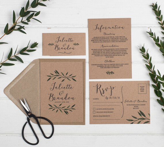 Woodland Kraft Wedding Invitation Set