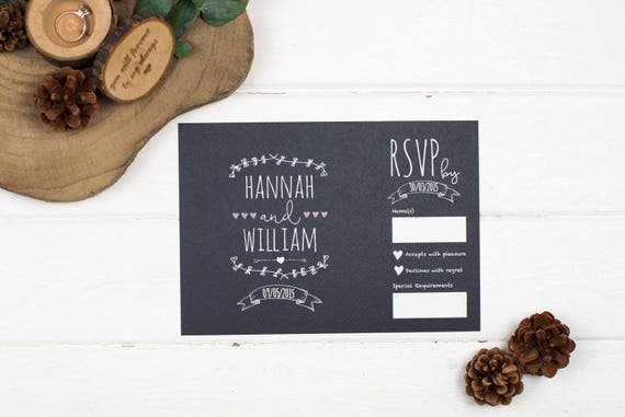 Rustic Wedding Invitation - A5 Rustic Chalkboard