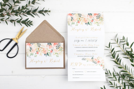 Wedding Invitation - Rose Luxe Floral Z-Fold