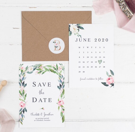 Vintage Save The Date Card - A6 Floral Romance