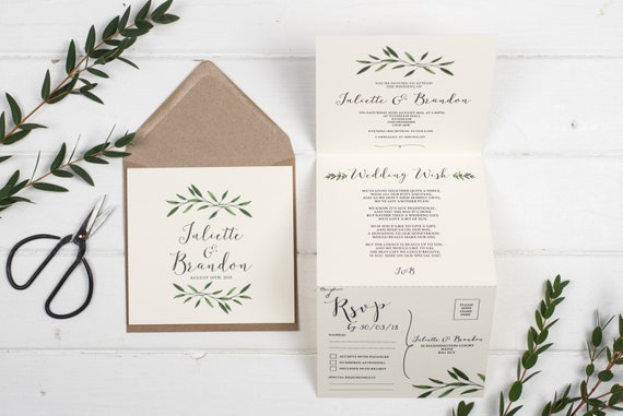 Rustic Wedding Invitation - Double-Folded Natural Woodland