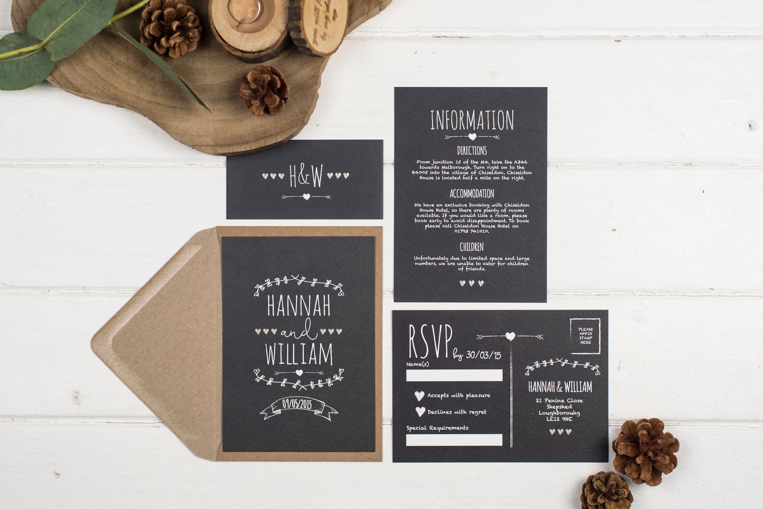 rustic wedding invitation set a6 rustic chalkboard