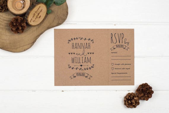 Rustic Wedding Invitation - A5 Rustic Kraft