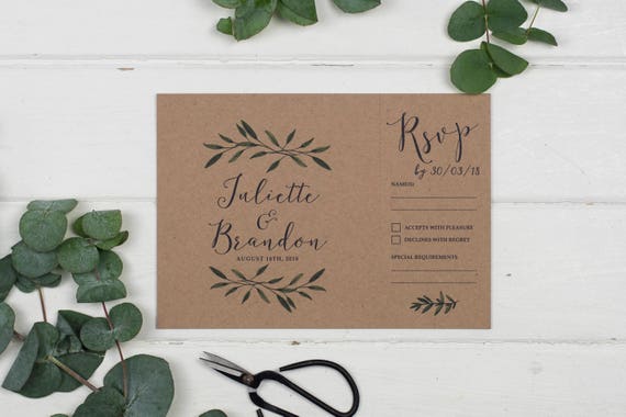 Rustic Wedding Invitation - A5 Woodland Kraft
