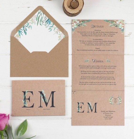 Wedding Invitation - Fern Monogram