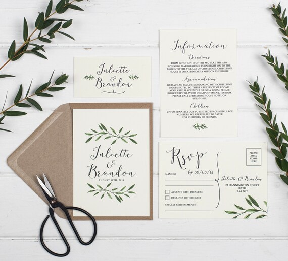 Natural Woodland Wedding Invitation Set