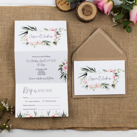 Rustic Wedding Invitation - Pink Prairie Z-Fold