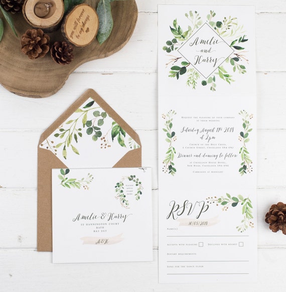 Rustic Wedding Invitation - Double-Folded Natural Vineyard