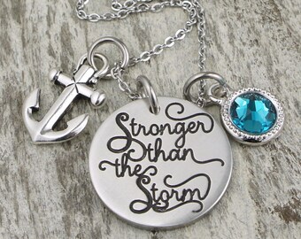 Stronger than the Storm Mantra Jewelry, Lightning bolt, Best Friend gift, gift for hard times, bestfriend necklace, daughter, Confidence 171