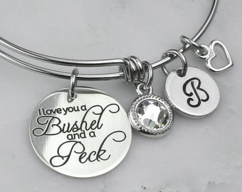 I love you a Bushel and a Peck Meaningful Jewelry, Sterling for grandma nana gift memaw grandmother granddaughter daughter custom quote 215