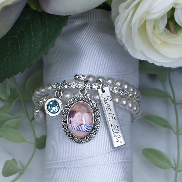 Engraved Wedding memorial bouquet charms, Remembrance gift Something blue bouquet charm, loss of dad mom loss of grandmother grandfather