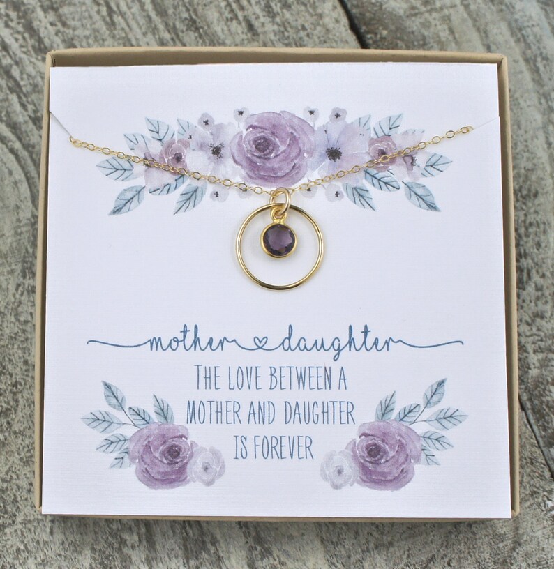 Love between Mother/'s day gift Mom Birthstone Necklace Mom from Daughter Gold Circle necklace Mom Birthday gift 516 Mother of the Bride