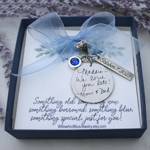Something blue bouquet charm, something blue for bride, Handwritten wedding bouquet charm, Wedding memorial bouquet charms, in memory of dad