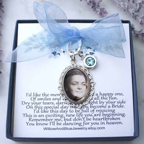 Photo Wedding memorial bouquet charms, Bridal Bouquet Charm, Something blue bouquet charm, Bouquet photo charm, from mom and dad