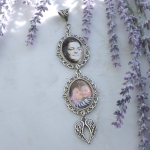 Bouquet charm for bride in memory of loved one, Photo Wedding memorial bouquet charms, Bridal Bouquet Charm, Something blue bouquet charm