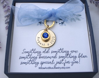 Something blue for bride, Gift for the bride from her mother, Something blue bouquet charm, bride gift from mom to daughter, Wedding date