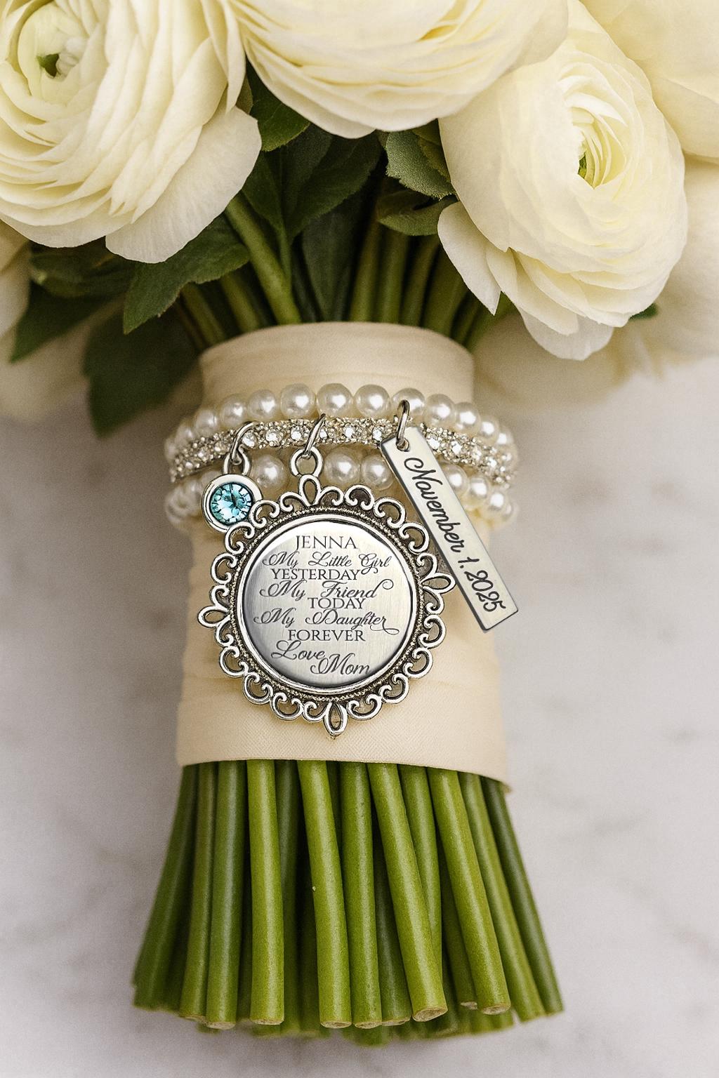 Bridal Bouquet Charm, Bride Gift From Mom, My Little Girl Yesterday My ...